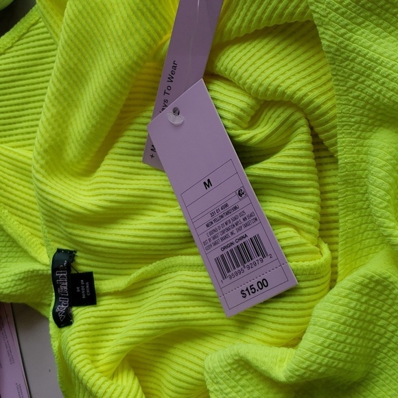 Wild Fable Textured Versatile Bodysuit in Neon Yellow Size M - Picture 6 of 12